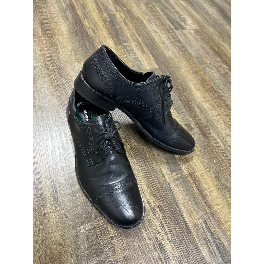 Nunn Bush Mens 84526-001 Black Leather Cap Toe Brogue Oxford Dress Shoes 10.5 M